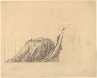 「絵画」のための女性研究リクライニングのためのドレープ研究