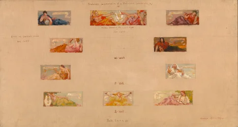 私立図書館の装飾のためのスケッチ A, 1894.