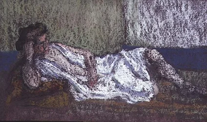 ディヴァンに横たわる女性（パステル画）