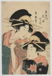 江戸時代の扇屋の花魁と姫町、江戸平戸、1804年（木版画）