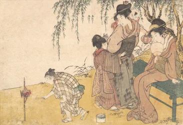 花火を上げる子供（『四季の花』絵巻より）1801年