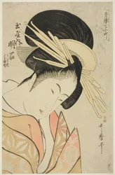 玉屋の明石 吉原七小町図屏風より（玉屋内明石・裏寺・島野） 1794-95年頃（錦絵・大判