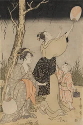左側の柳の木の下でホタルを捕まえるc。 1796-1797。