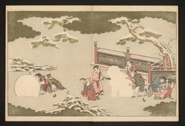 雪遊びをする中国の少年たち