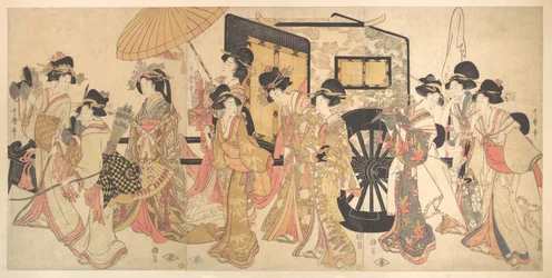 宮廷行列をまねる遊女たち
