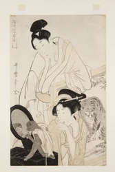 猿と虎（カラー木版画