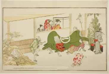 正月大道芸人 挿絵狂歌アンソロジー「若神恵比寿（わかえびす）」より