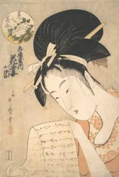 "手紙を読む宮廷女官花妻"...1790年代。