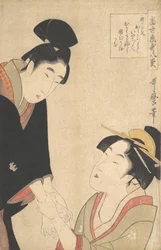 恋人同士のお七と吉三郎 1800年頃