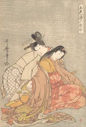 歌人・有原業平（825-880）と小野小町...1798年頃。