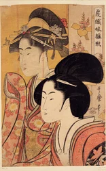 竹と二人の美女