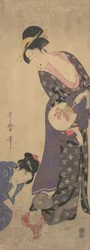 床で遊ぶ赤ちゃんを連れた二人の女性 1793年頃