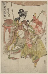 浦島太郎、三幅対「正月三盃」より 1800-01年（錦絵）