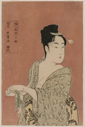 シリーズ「女性の人相」の10の側面から手を乾かす女性c。 1793年。