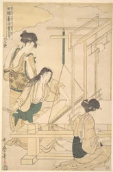 絹布を織る女性たち