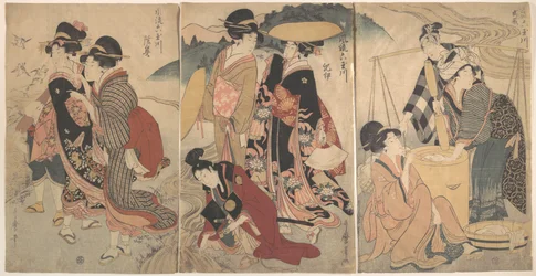 田園の女たちと男；何らかの行列（？）