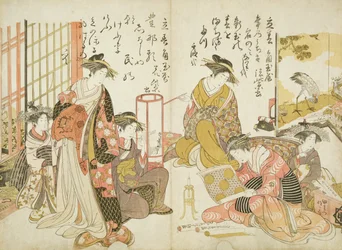 角玉屋の小村崎と花紫、「書道のサンプル」より、1783〜84年（版画）