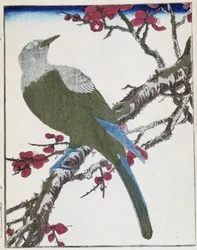 木の上の鳥。北尾光彩による日本画