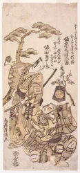 二人の戦士 (カラー木版画)