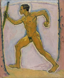 ""The Wayfarer"" (The Wayfarer) コロマン・モーザー作 (1868-1918) - 1914 - キャンバスに油彩 薄暗い 75.5x62.4 cm レオポルド美術館、ウィーン