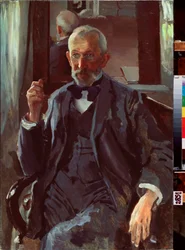 父の肖像。 コンスタンチン（コンスタンチン）アンドレーエヴィッチ・ソモフ（1869-1939）による絵画、キャンバスに油彩