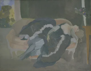眠っている若い女性