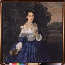 青衣の女（エリザヴェータ・マルティノワの肖像）。コンスタンチン・アンドレエヴィチ・ソモフ（1869-1939）作