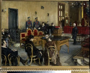評決を待っています。 Konstantin Apollonovich Savitsky（1844-1905）による絵画、キャンバスに油彩