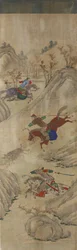 狩猟シーン（3人のライダーとイノシシ）（紙にトイレ）