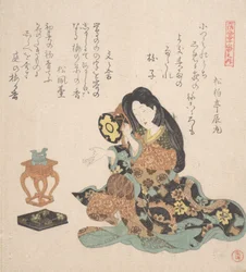 つづみを弾く女 1800年頃