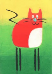 赤い漫画の猫