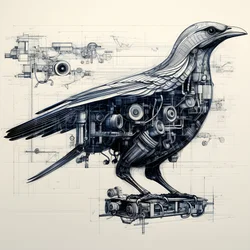 ダ・ヴィンチ4号の蒸気機械鳥の設計図