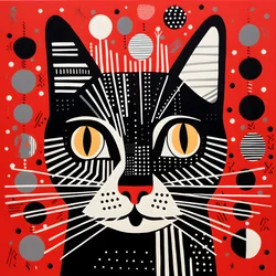 黒と赤のストライプの猫 1