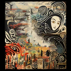 ピンクの木製フレームに入った黒人女性のアートワーク。