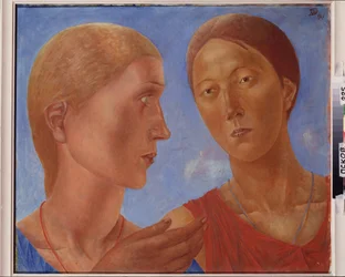それらの2つ。 Kuzma Sergeevich Petrov Vodkin (Petrov-Vodkin) (Kouzma Petrov Vodkin) (Petrov-Vodkin) (1878-1939)、キャンバスに油彩による絵画