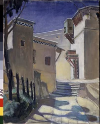 カスバ (カスバ)、アルジェ (カスバ、アルジェ) - Kuzma Sergeevich Petrov Vodkin (Petrov-Vodkin) (Kouzma Petrov Vodkine) (Petrov-Vodkine) (1878-1939)、キャンバスに油彩による絵画