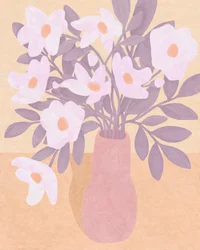 ピンクの花瓶の花、2023年（デジタル）