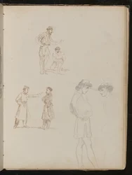 会話中の兵士のペアの2つのペンの研究、会話中の2人の若い男性の1つの鉛筆の研究