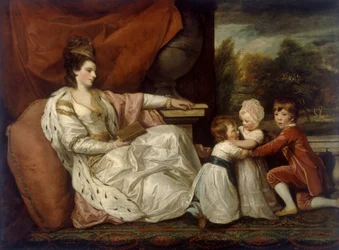 レディ・シャーロット・ウィリアムズ・ウィンとその3人の長男」1778年