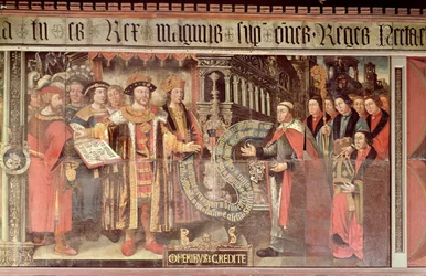 ロバート・シャーバーン司教とヘンリー8世（1491-1547）c.1508-36（壁画）