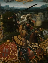 Detalhe da Lenda de São Jorge (óleo sobre painel)