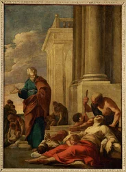 Saint Pierre guerissant les malades avec son ombre - 聖ペテロはその影で病人を癒す ...
