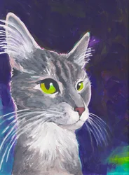 キャットドッグ、2023年頃（水彩紙にアクリル画）
