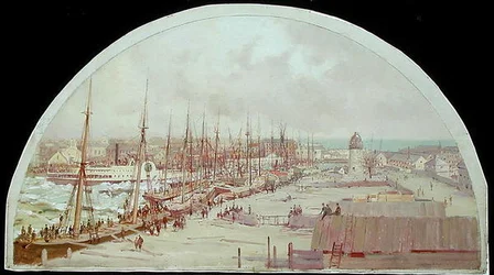 1849年のシカゴの大洪水（油彩・キャンバス）