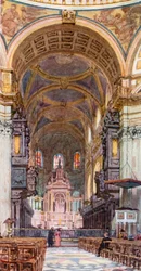 東側から見た聖堂（カラーリトグラフ）