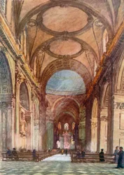 身廊、東を見る（カラーリトグラフ）