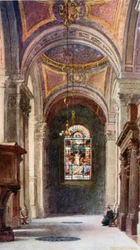 北聖歌隊通路、東を見る（カラーリトグラフ）