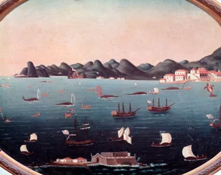ブラジル・グアナバラ湾の捕鯨 レアンドロ・ジョアキム（1738-1798）の水彩画 18世紀 リオデジャネイロ国立歴史博物館所蔵