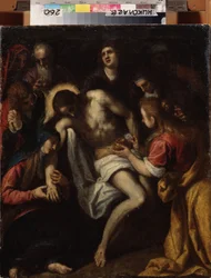 ""La deploration du christ" (嘆き) レアンドロ・バッサーノ (1557-1622) の絵画 ウクライナ、ムィコラーイウ地方の Wereshchagin Art Museum