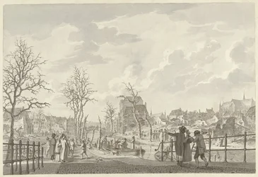 1807 年 1 月 12 日の火薬災害後のライデンのラーペンブルクの遺跡